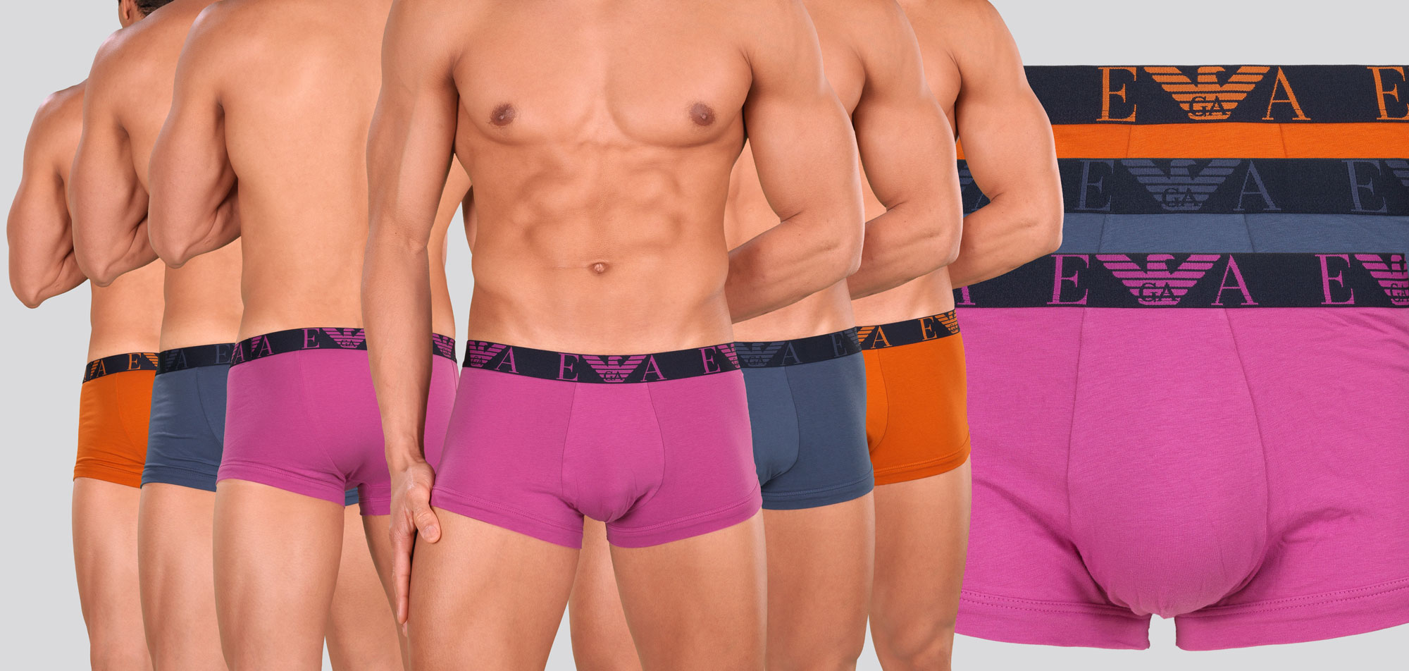 Emporio Armani Stretch Cotton Trunk 3-Pack 2R715-Multi Oranje (551)-S